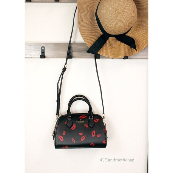 NEW Kate Spade Madison Small Lip Toss Duffle Crossbody Bag Handbag Purse Black